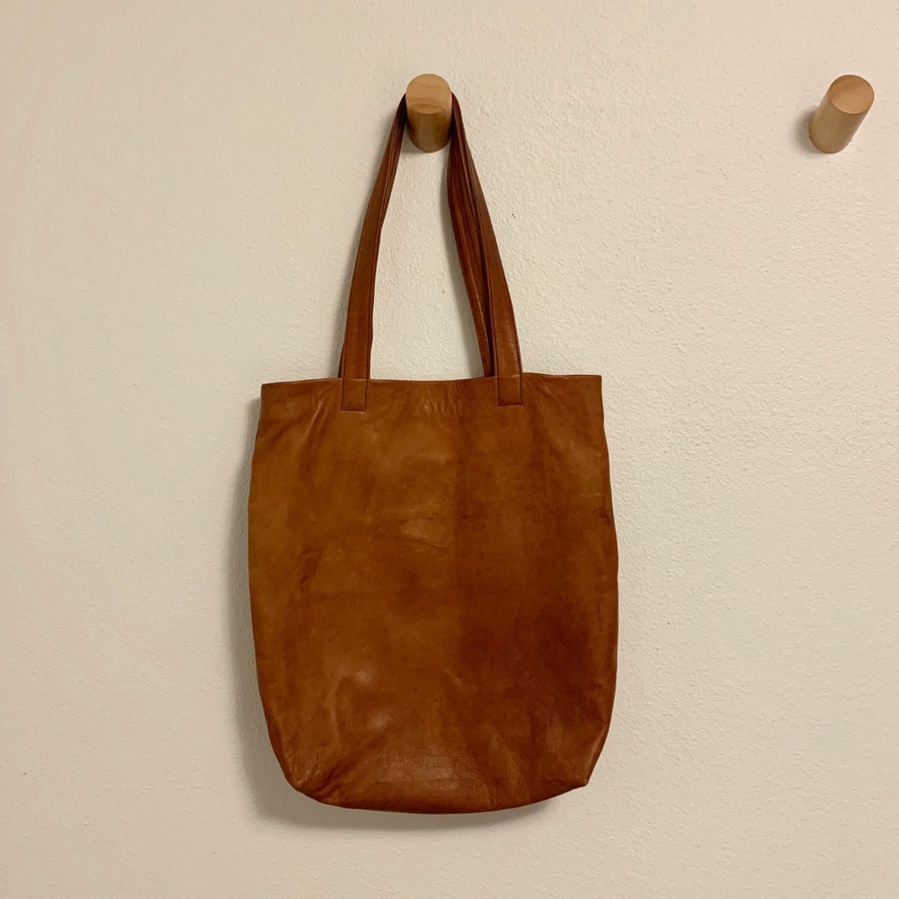 👜🤎 Simple Genuine Leather Tote